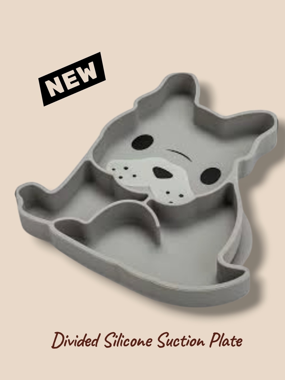 New Gray Divided Silicone Suction Dog Plate by Melii